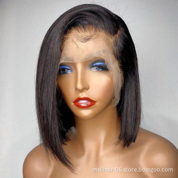 Wholesale Straight Bob natural hair Human Hair Wig Pre Plucked with Baby Hair Brazilian frontal Remy Wigs For Black Women
